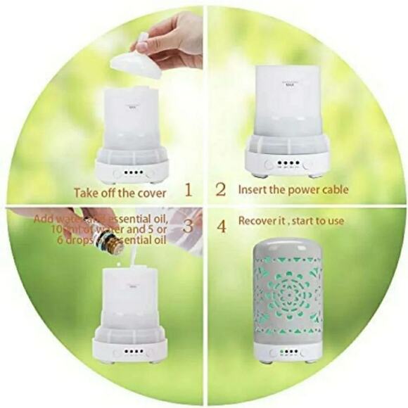 Aromatherapy Essential Oil Diffuser Auto Color Changing 7 Led Mood Lights BNIB - Picture 4 of 4